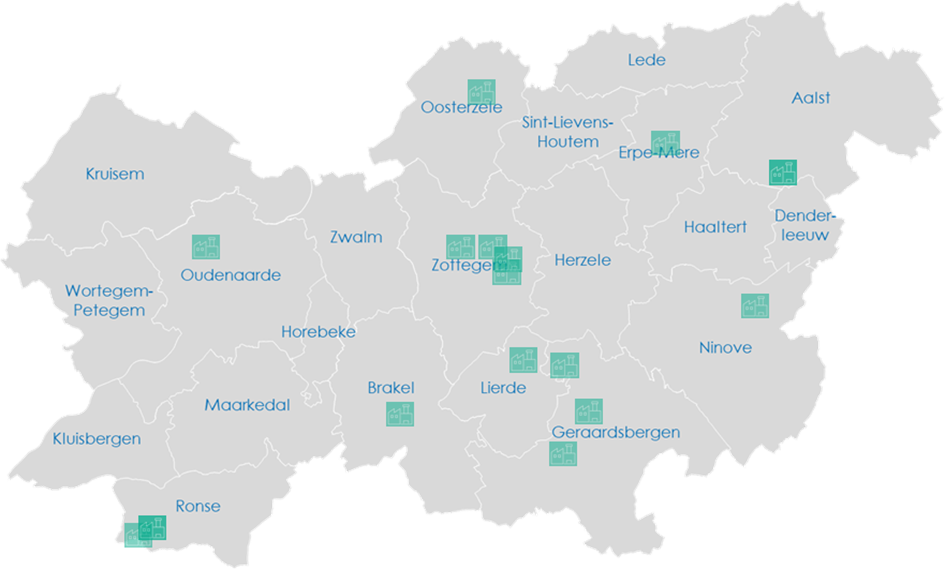 Gerealiseerde en te ontwikkelen bedrijventerreinen door SOLVA